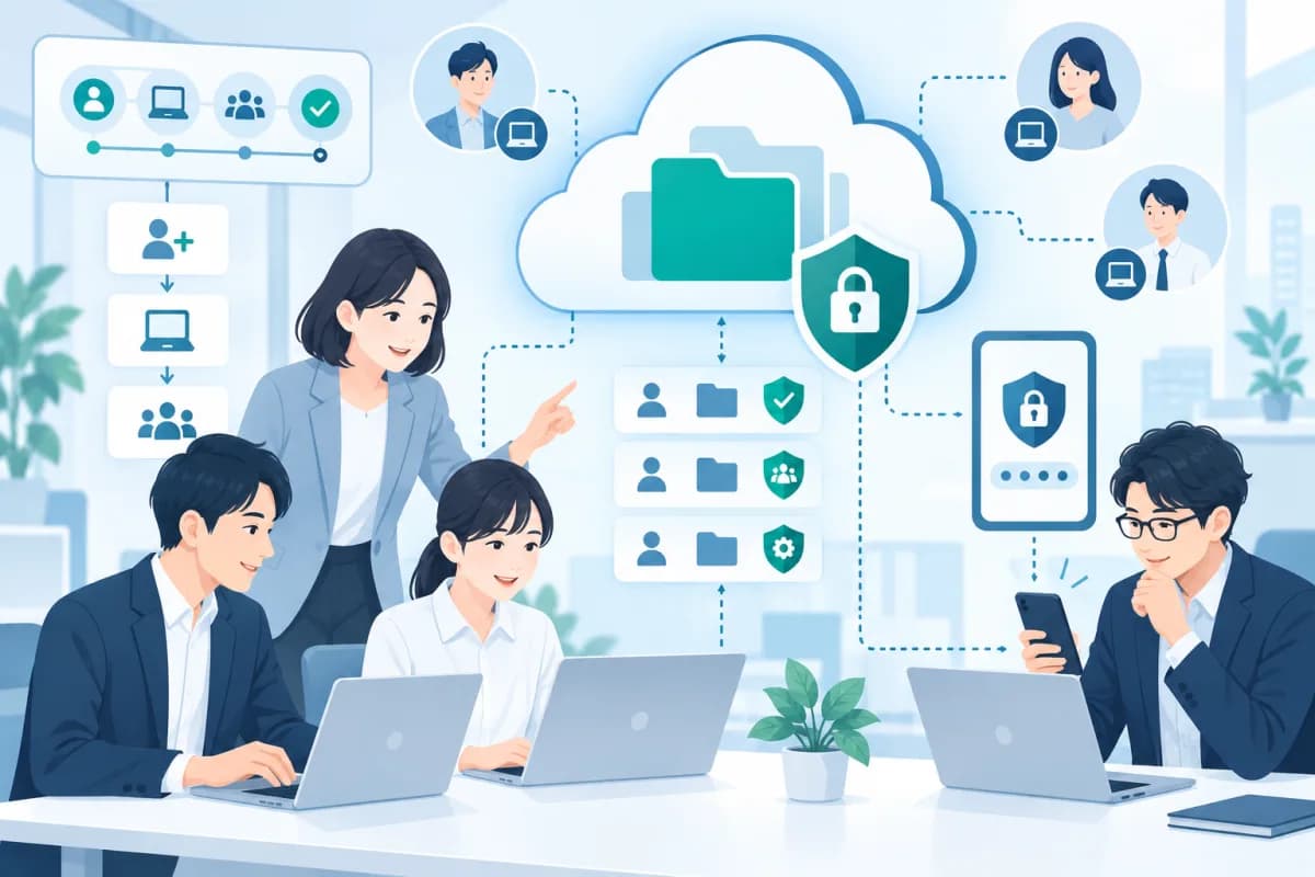 Google Workspaceのアカウントと共有と認証を初期設計するイメージ